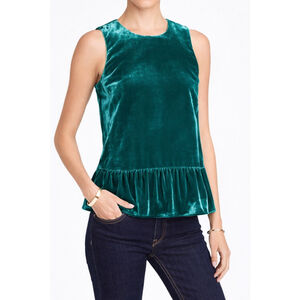 Women's J.CREW Green Velvet Sleeveless Peplum Tank Top Size 8